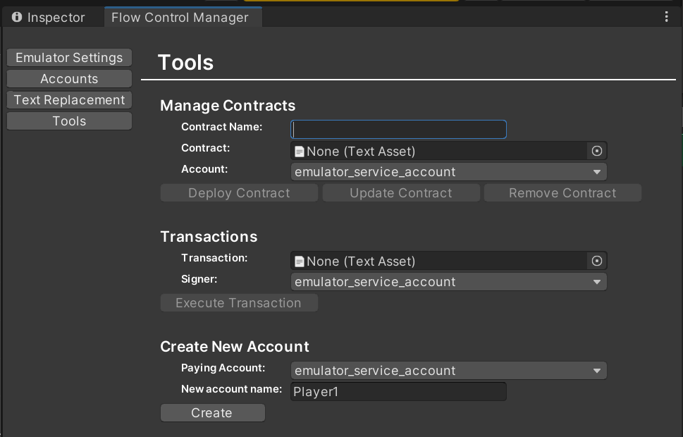 Flow Control Manager new account creation example